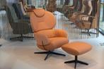 Riva RV-1023 De Toekomst relaxfauteuil leer/stof + hokker, Huis en Inrichting, Fauteuils, Ophalen of Verzenden, Nieuw, Leer