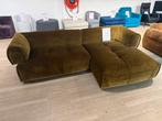 Hoekbank Brullee velvet mos groen 2 delig met longchair, Ophalen, Hoekbank, Velvet mosgroen hoekbank, Stof