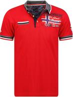 Geographical Norway Denim Polo Shirt Met Borstzakje Krusty, Kleding | Heren, Verzenden, Nieuw, Rood