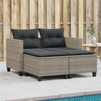 vidaXL Tuinbank 2-zits met voetenbanken poly rattan, Tuin en Terras, Verzenden, Nieuw, Rotan