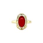 Gouden vintage ring met bloedkoraal 14 krt, Ophalen of Verzenden, Nieuw