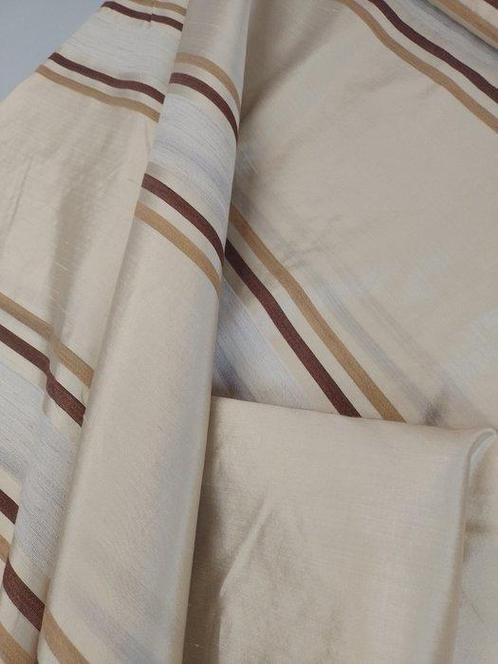 Shantung Pura Seta 100% Kleur Crème/ Bruin - Textiel - 500, Antiek en Kunst, Antiek | Kleden en Textiel