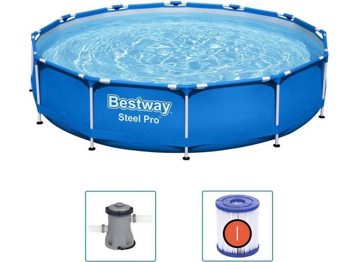 Bestway Steel Pro Zwembad - Ø 366 x 76 cm met filterpomp, Hobby en Vrije tijd, Overige Hobby en Vrije tijd, Nieuw, Verzenden