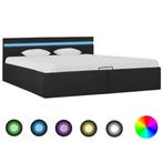 vidaXL Bedframe met opbergruimte en LED stof donkergrijs, Huis en Inrichting, Slaapkamer | Bedden, Verzenden, Nieuw, Grijs, Stof