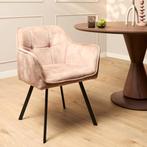 Eetkamerstoel Emma Velvet | Taupe | Met armleuning, Huis en Inrichting, Stoelen, Ophalen of Verzenden, Nieuw