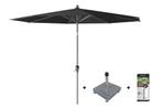 Platinum Riva stokparasol 3 m. rond - black met voet en hoes, Tuin en Terras, Tuinsets en Loungesets, Verzenden, Nieuw, Overige materialen