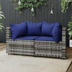 vidaXL Tuinhoekbanken met kussens 2 st poly rattan grijs, Tuin en Terras, Verzenden, Nieuw, Rotan