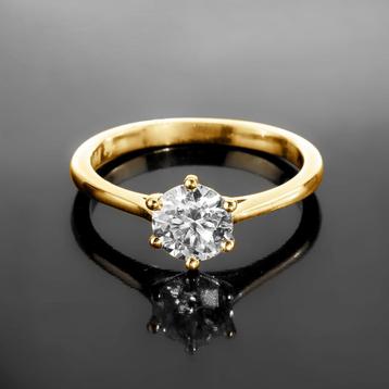 Geelgouden Moissanite Ring | 14K | Solitair Verlovingsring beschikbaar voor biedingen