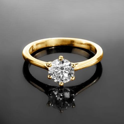 Geelgouden Moissanite Ring | 14K | Solitair Verlovingsring, Sieraden, Tassen en Uiterlijk, Ringen, Dame, Nieuw, Met edelsteen