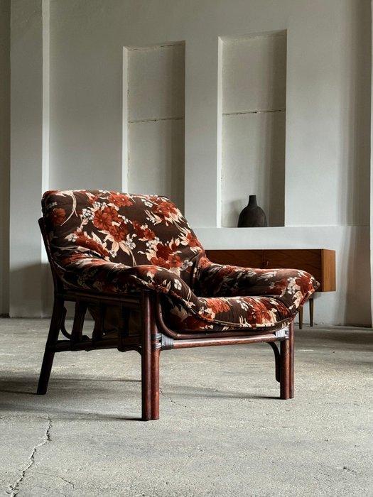 Fauteuil - Fluweel, Bamboe, Linnen, Antiek en Kunst, Antiek | Meubels | Stoelen en Banken