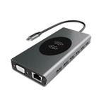 DrPhone MD7 15-in-1 USB C Hub met Draadloze Qi Lader- HDMI/V