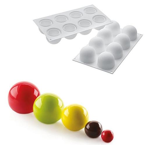 Silikomart Siliconen Bakvorm Bol (8x) Ø6,2x5,2cm, Hobby en Vrije tijd, Taarten en Cupcakes maken, Nieuw, Verzenden