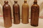 Fles (4) - Zeldzaam ensemble van 4 flessen in oud gres,, Antiek en Kunst