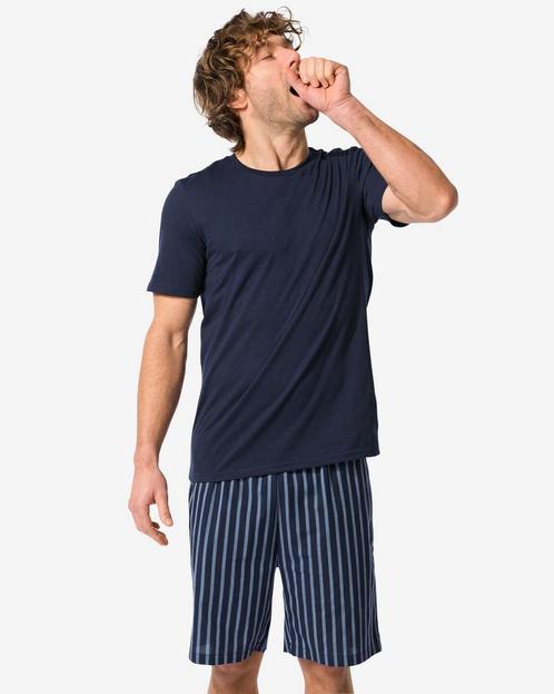 HEMA Herenshortama poplin strepen donkerblauw, Kleding | Heren, Overige Herenkleding, Nieuw, Verzenden