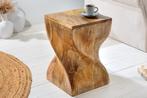 Massieve kruk TWIST 45cm natuurlijke mangohouten, Huis en Inrichting, Tafels | Sidetables, Ophalen of Verzenden, Nieuw