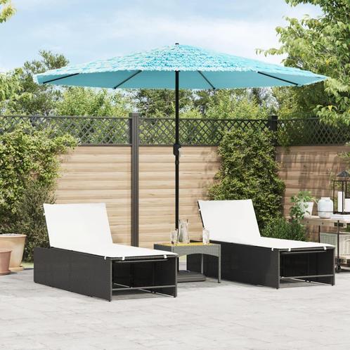 vidaXL Parasol met stalen paal 324x324x247 cm blauw, Tuin en Terras, Parasols, Nieuw, 3 tot 4 meter, Verzenden