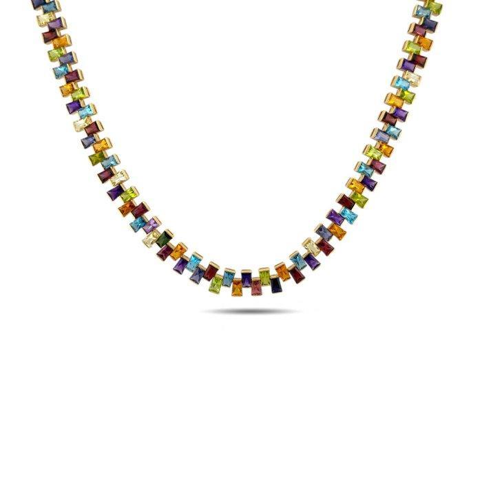 Halsketting - 14 karaat Geel goud, Exclusieve regenboog 14K, Sieraden, Tassen en Uiterlijk, Kettingen