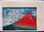 Rode Fuji Hokusai KATSUSHIKA Ukiyo-E Woodblock Print 8,07 x, Antiek en Kunst