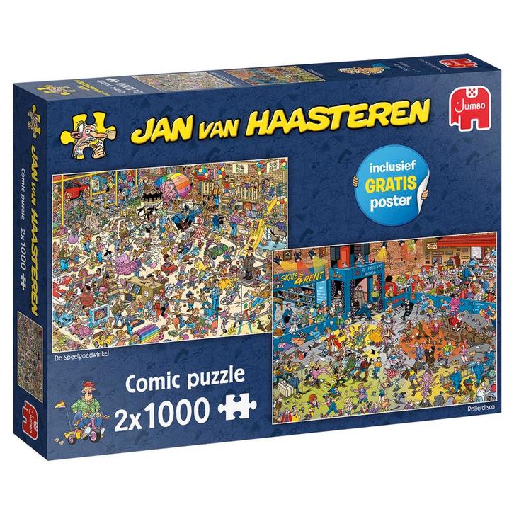 Jan van Haasteren De Speelgoedwinkel + Rollerdisco - 2x1000, Hobby en Vrije tijd, Denksport en Puzzels, Nieuw, Verzenden