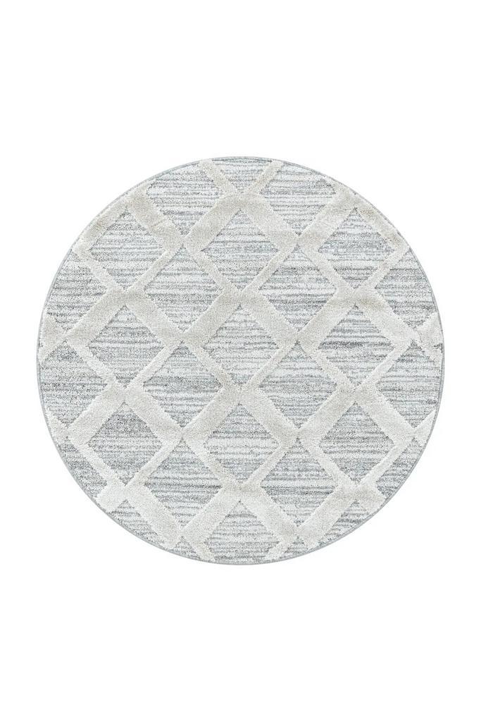 Rond Vloerkleed | Pisa | Ruiten | Grijs | 200x200 cm, Huis en Inrichting, Stoffering | Tapijten en Kleden, Verzenden