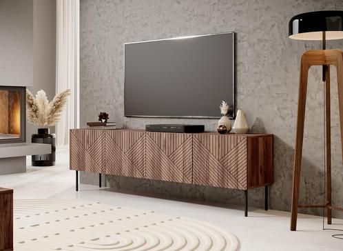 TV-Meubel eiken 190x40x58 - 4 deuren metalen pootjes, Huis en Inrichting, Kasten | Televisiemeubels, 150 tot 200 cm, 25 tot 50 cm