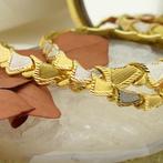 22 Krt. Bicolor gouden fantasie schakel collier | 44 cm, Sieraden, Tassen en Uiterlijk, Kettingen, Ophalen of Verzenden, Gebruikt