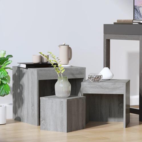 vidaXL 3-delige Tafeltjesset bewerkt hout grijs sonoma, Huis en Inrichting, Tafels | Bijzettafels, Nieuw, Verzenden