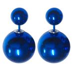 Fako Bijoux® - Oorbellen - Double Dots - Parel - Shiny Blauw, Nieuw, Verzenden