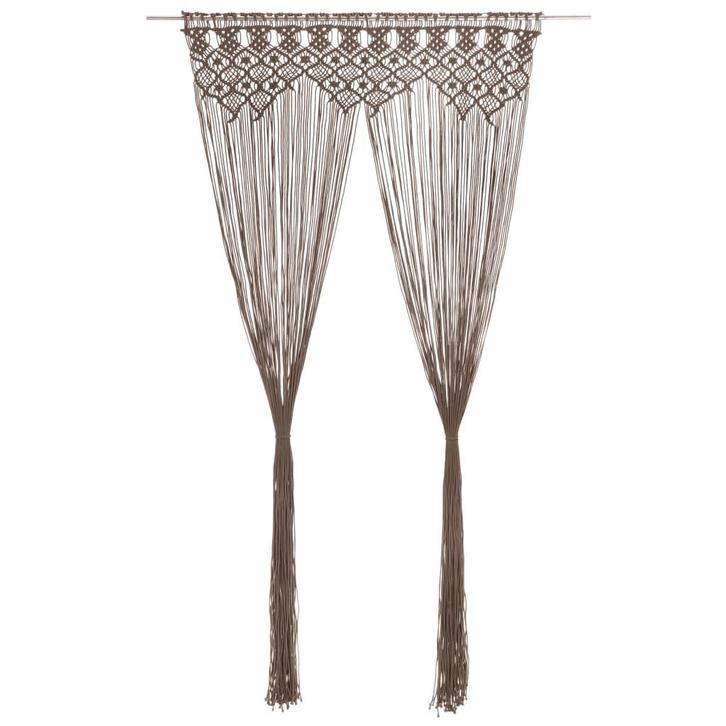 vidaXL Gordijn macramé 140x240 cm katoen taupe, Huis en Inrichting, Stoffering | Gordijnen en Lamellen, Nieuw, Verzenden