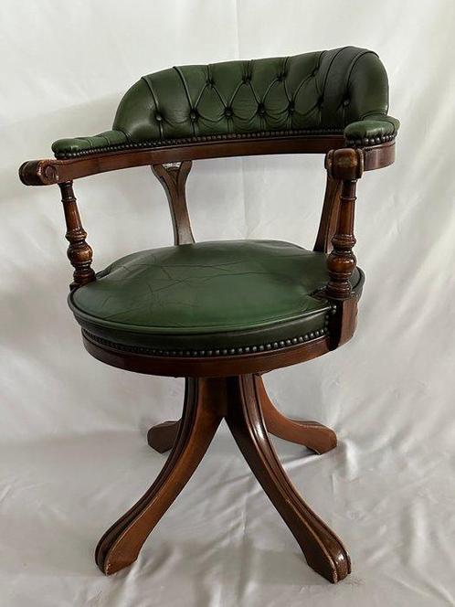 Fauteuil - Hout, Leder - Kantoorstoel, Antiek en Kunst, Antiek | Overige Antiek
