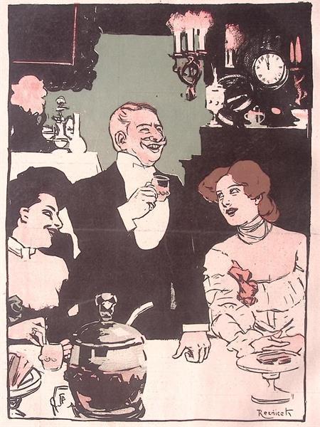 Proosten aan tafel (lijst optie, lithos), Antiek en Kunst, Kunst | Litho's en Zeefdrukken, Verzenden