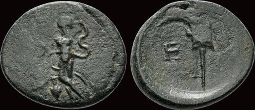 1st cent Ad Pisidia Etenna Ae18 sickle-shaped knife Brons, Postzegels en Munten, Munten | Europa | Niet-Euromunten, Verzenden