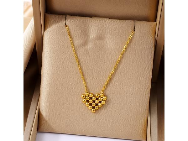 Veiling - Goudkleurige Ketting met Hartvormige Hanger, Sieraden, Tassen en Uiterlijk, Kettingen