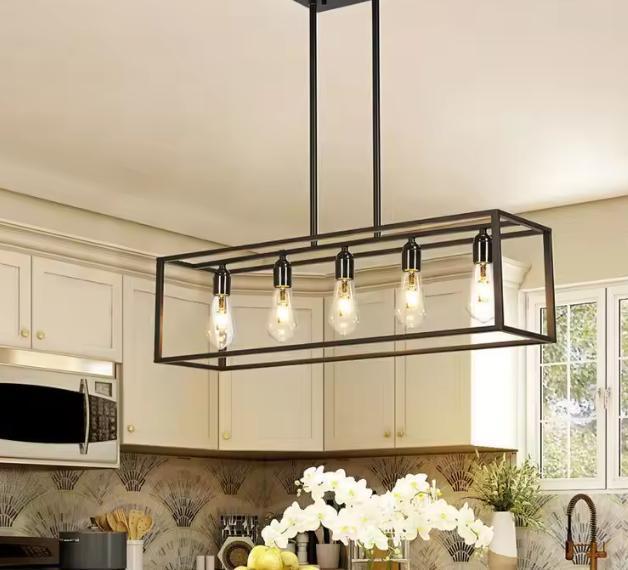 Industriële 5-lichts Plafondlamp – Vintage Zwart van Ijzer, Huis en Inrichting, Lampen | Hanglampen, Nieuw, Verzenden