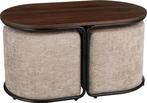 2dekans | Mica Decorations Salontafel met Poefs - 3-delig -, Ophalen of Verzenden, Gebruikt