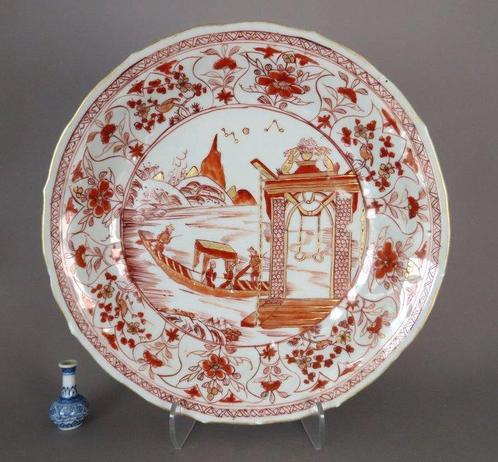 Kangxi (1662-1722), ca. 1710 - Bord - Four Persons in a Boat, Antiek en Kunst, Antiek | Overige Antiek