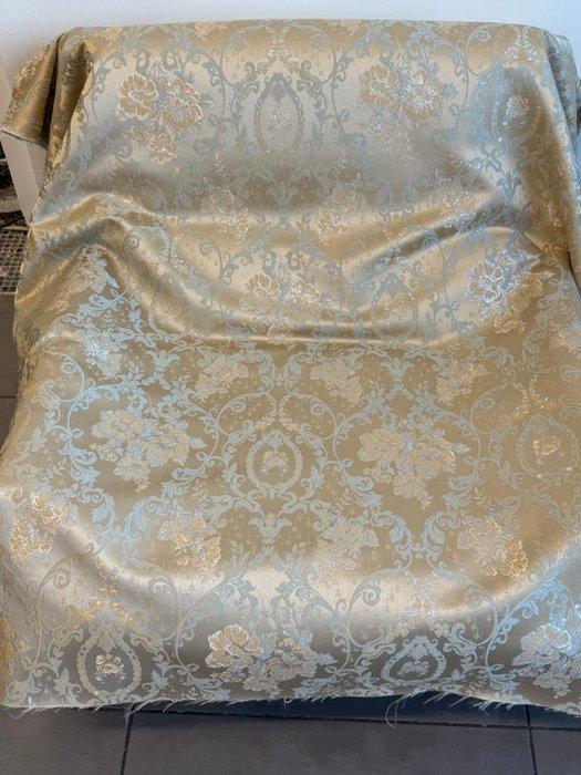 Lampasso in zijde met bloemmotieven en barokke cartouches, Antiek en Kunst, Antiek | Kleden en Textiel