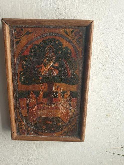 In het fresco verschijnen twee gopis die Krishna, Antiek en Kunst, Kunst | Niet-Westerse kunst