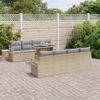 vidaXL 9-delige tuinsofa-set met kussens in beige poly, Verzenden, Nieuw, Rotan