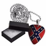 Aluminium plectrum ketting van US Confederate Rebbel Vlag, Nieuw, Ophalen of Verzenden