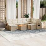 vidaXL 10-delige Loungeset met kussens poly rattan beige, Verzenden, Nieuw, Rotan, Loungeset