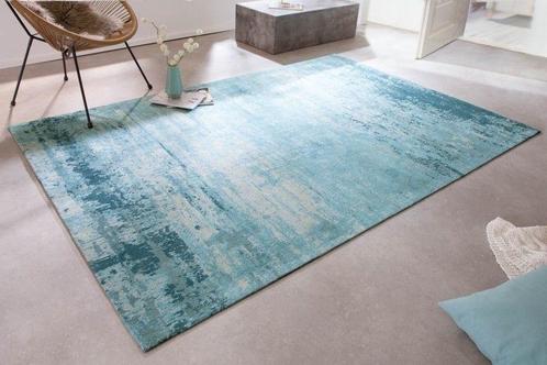 Vintage tapijt MODERN ART 240x160cm turkoois beige gewassen, Huis en Inrichting, Stoffering | Tapijten en Kleden, Ophalen of Verzenden
