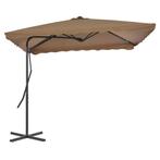 vidaXL Parasol met stalen paal 250x250 cm taupe, Verzenden, Nieuw