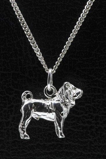 Zilveren Sharpei ketting hanger - groot, Sieraden, Tassen en Uiterlijk, Kettinghangers, Verzenden