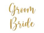 Gouden Glasstickers Groom & Bride, Nieuw, Verzenden
