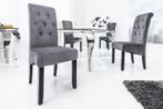 Design stoel CASA grijs fluweel met decoratieve knopen, Huis en Inrichting, Stoelen, Ophalen of Verzenden, Nieuw