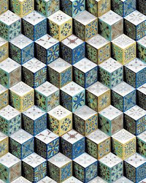 Katoen/Polyester Kubus Melange Blauw, Hobby en Vrije tijd, Stoffen en Lappen, Blauw, Nieuw