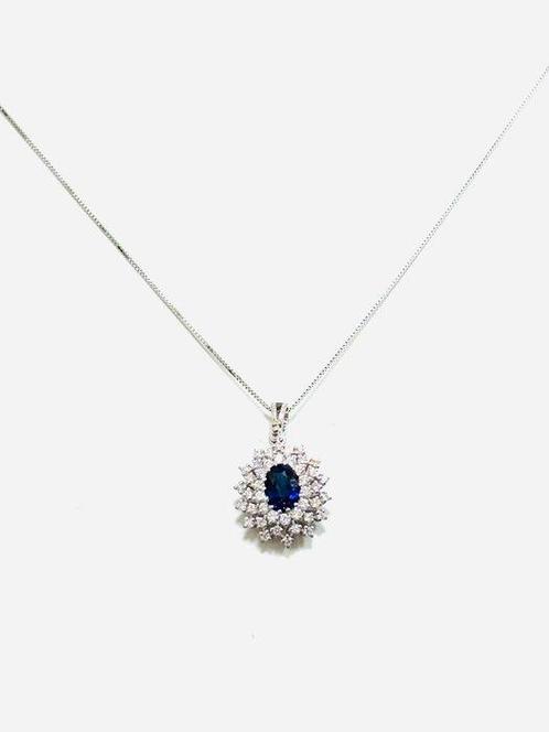 Ketting met hanger - 18 karaat Witgoud - 2.15ct. tw. Diamant, Sieraden, Tassen en Uiterlijk, Antieke sieraden
