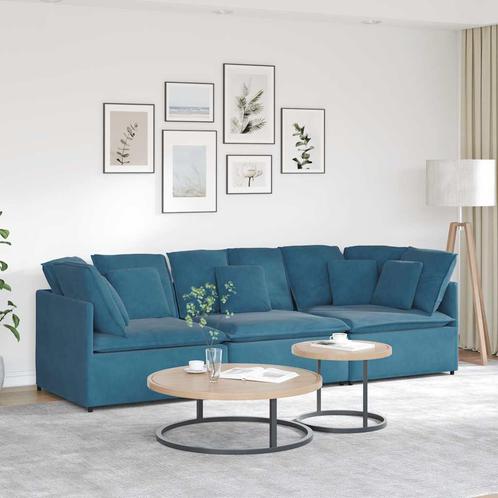 vidaXL Modulaire bank met kussens fluweel blauw, Huis en Inrichting, Banken | Bankstellen, Nieuw, Stof, Verzenden
