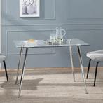 [en.casa] Glazen tafel Hyrynsalmi 75x110x70 cm chroom en tra, Verzenden, Nieuw